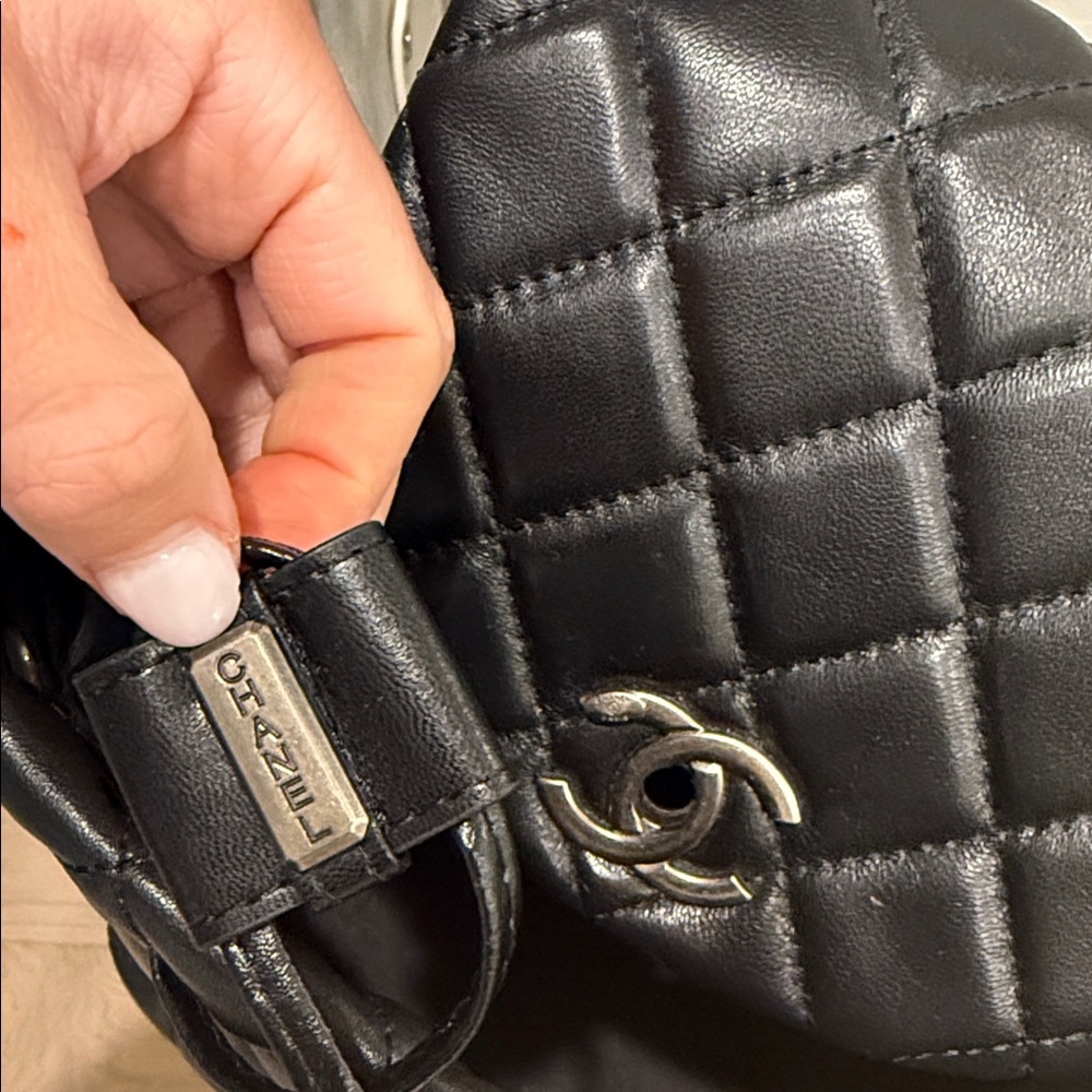 CHANEL Black Quilted Backpack with Silver Chain - Picture 6 of 6